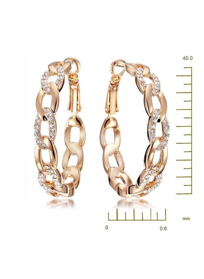 جيميناي أقراط دائرية من الذهب الوردي عيار 18 قيراطًا مرصعة بالألماس من مجوهرات نسائية، هدايا عيد الحب Gm039Rg مقاس 1.5 بوصة - Image 3