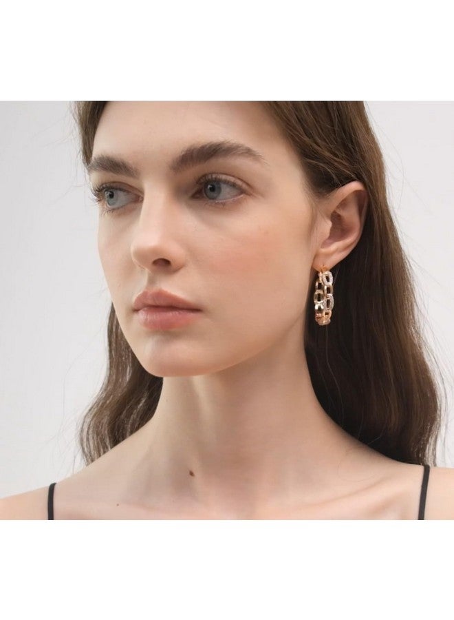 جيميناي أقراط دائرية من الذهب الوردي عيار 18 قيراطًا مرصعة بالألماس من مجوهرات نسائية، هدايا عيد الحب Gm039Rg مقاس 1.5 بوصة - Image 5