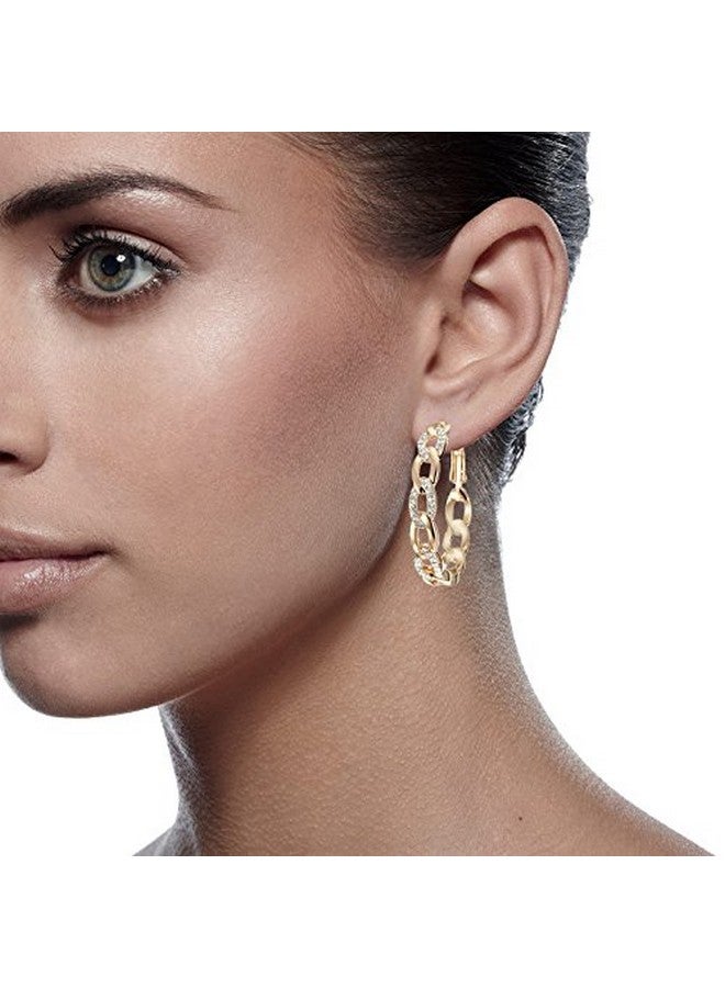 جيميناي أقراط دائرية من الذهب الوردي عيار 18 قيراطًا مرصعة بالألماس من مجوهرات نسائية، هدايا عيد الحب Gm039Rg مقاس 1.5 بوصة - Image 2