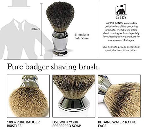 GBS Mens Grooming Kit DE Safety Razor MK 23 Badger Brush Chrome Brush And Razor Stand Chrome Bowl 3 Natural Shave Soaps Includes Double Edge Blades - Image 3