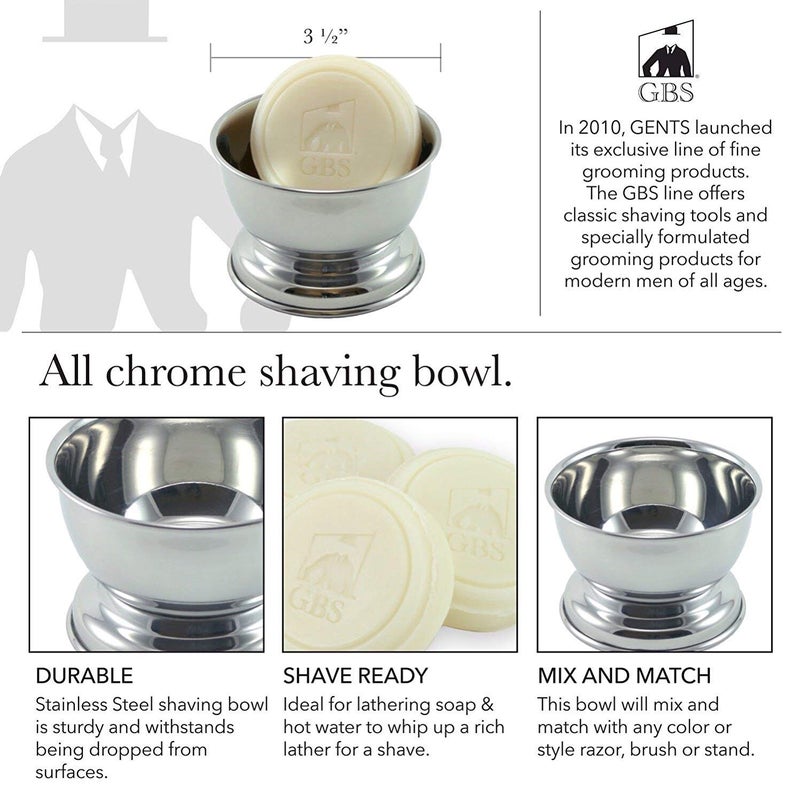 GBS Mens Grooming Kit DE Safety Razor MK 23 Badger Brush Chrome Brush And Razor Stand Chrome Bowl 3 Natural Shave Soaps Includes Double Edge Blades - Image 4
