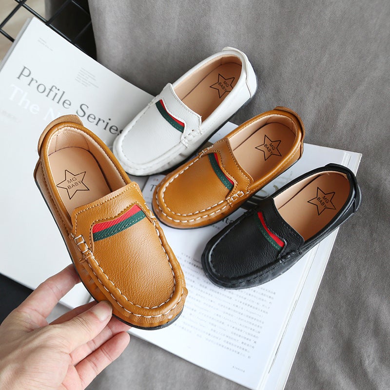 Children''s leather shoes 2022 spring new slip-on baby leather shoes soft bottom leather British style peas shoes - Image 4