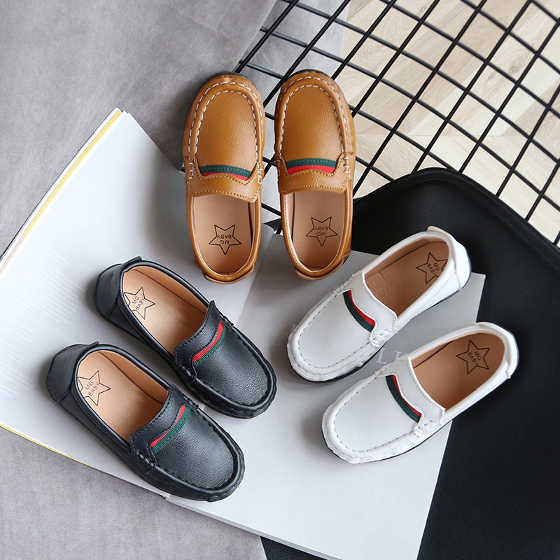 Children''s leather shoes 2022 spring new slip-on baby leather shoes soft bottom leather British style peas shoes - Image 3
