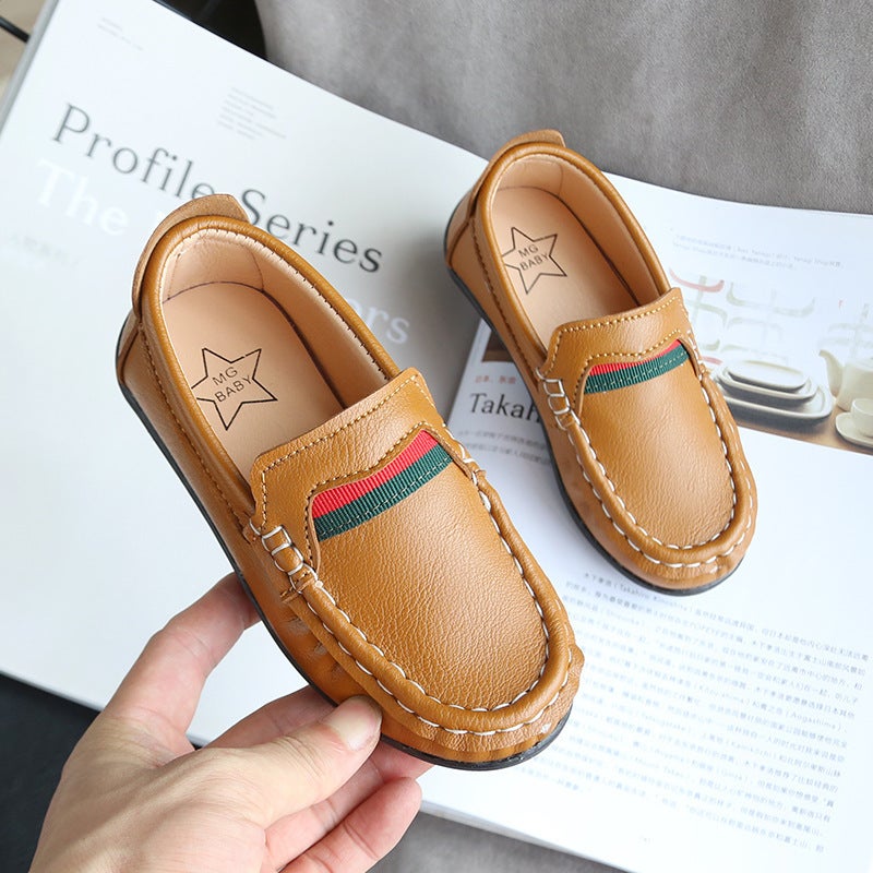 Children''s leather shoes 2022 spring new slip-on baby leather shoes soft bottom leather British style peas shoes - Image 5