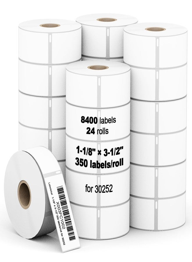 Labelebal 8400 Pcs/3-Proof 1" Core Labelebal Compatible with DYMO 30252,1-1/8" x 3-1/2"(28mm x 89mm) Direct Thermal Labels, Shipping Replacement Labels Compatible for DYMO LabelWriter Printer (350 Labels/Roll) - Image 1