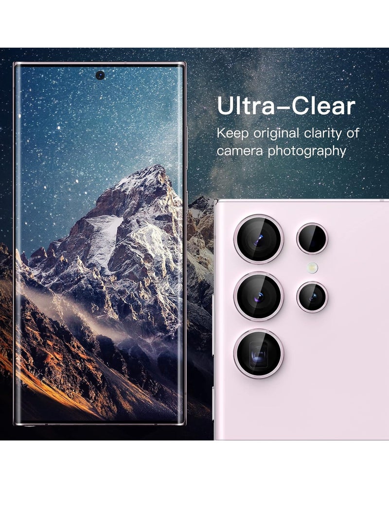 ELTRAZONE Camera Lens Protector for Samsung Galaxy S23 Ultra 5G 6.8-Inch, 9H Tempered Glass Metal Individual Ring Cover, Easy Installation Tray, HD Clear, Set of 5 (Lavender) - Image 2