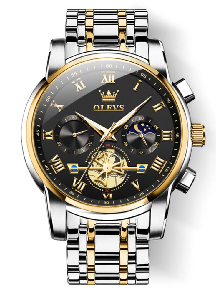 OLEVS 2859 Top Original Quartz Men's Watches Classic Roman Scale Dial Moon Phase Waterproof Luminous Luxury Wrist Watch for Male - Image 1