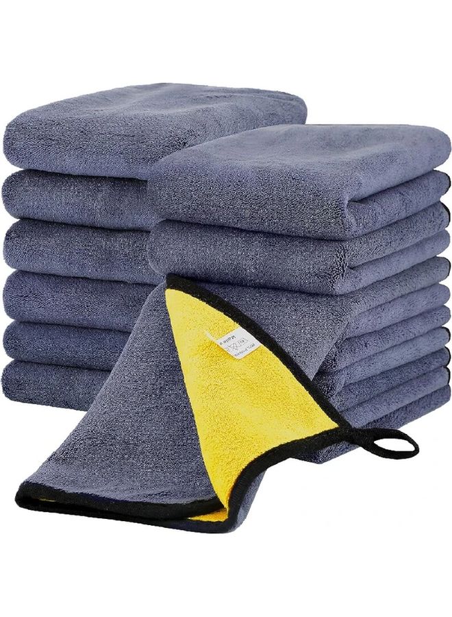 12 Pcs Yellow Thick Microfiber Car Wipe Drying Wash Polishing Towel - Image 1
