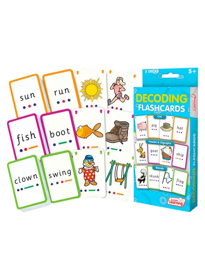 Junior Learning Junior Learning Decoding Flashcards, 162 Cards, Ages 5+, Language & Decoding, K-1  - Image 1