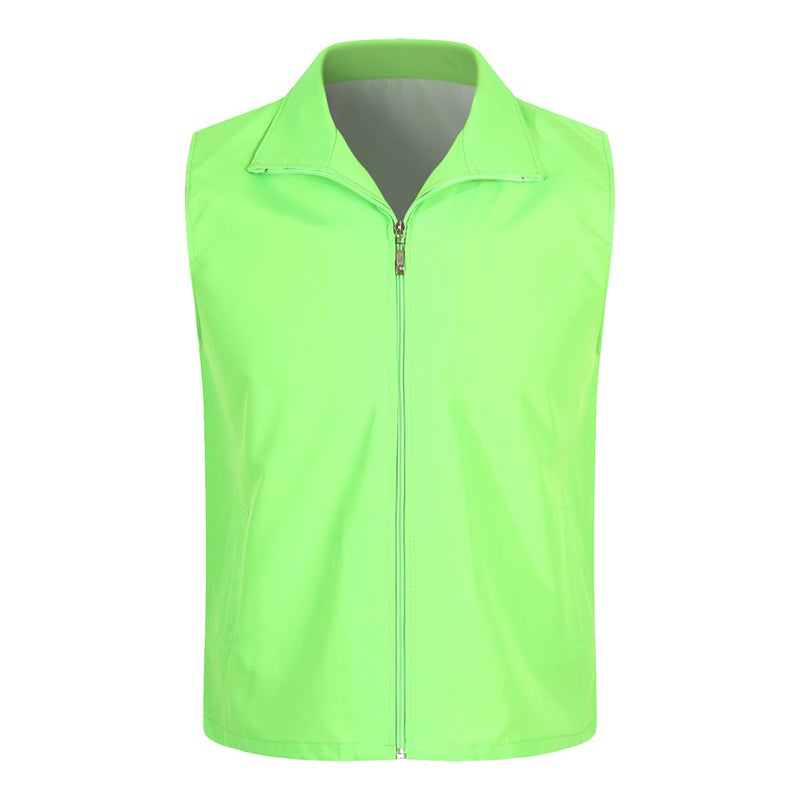 Generic Volunteer Vest Custom Printing Logo Supermarket Work Clothes Public Service Advertising Shirt Reflective Strip Vest DIY Windbreaker fluorescent green 
