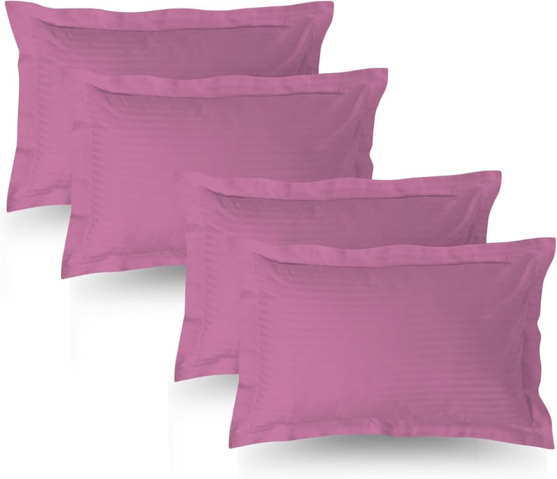 MUSA MUSA® Striped Cotton Pillow Covers – Soft, Breathable & Hotel-Inspired Pillow Covers with Envelope Closure | Elegant 5cm Oxford Frame Design for Bedroom & Home Décor (4, Pink, 50 x 75cm) - Image 1