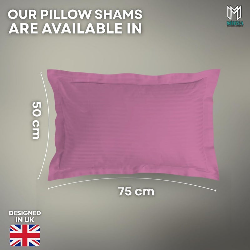 MUSA MUSA® Striped Cotton Pillow Covers – Soft, Breathable & Hotel-Inspired Pillow Covers with Envelope Closure | Elegant 5cm Oxford Frame Design for Bedroom & Home Décor (4, Pink, 50 x 75cm) - Image 2