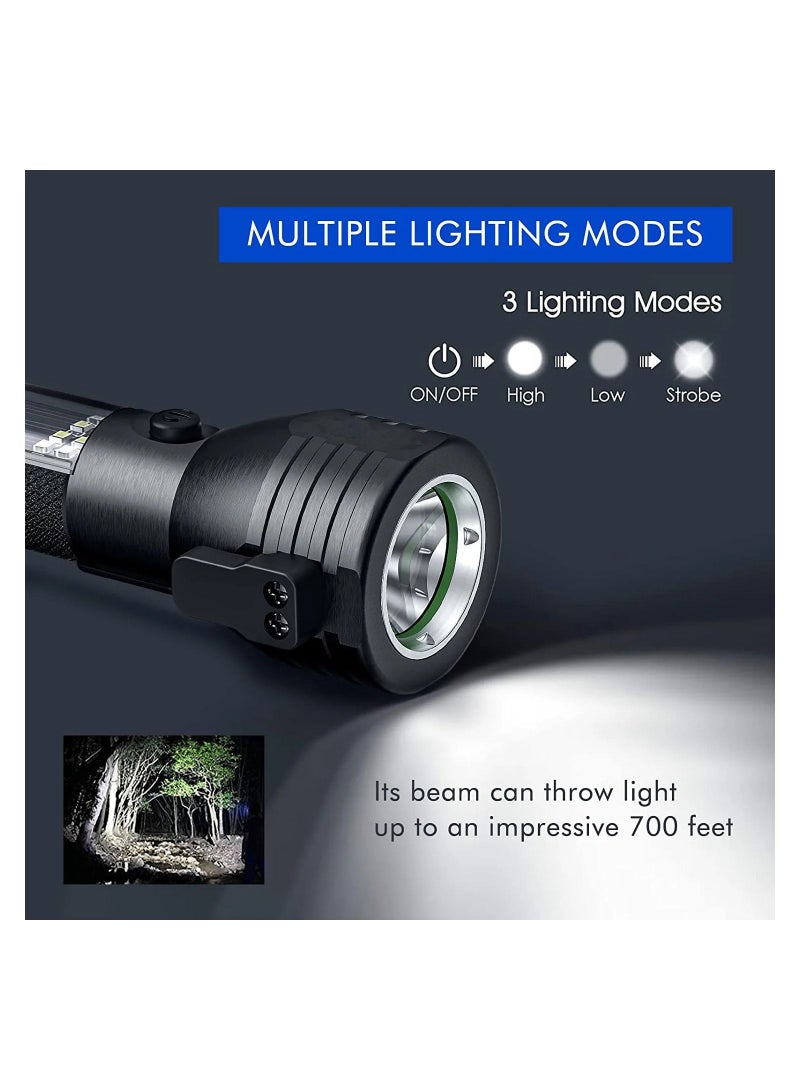T09 Solar Flashlight Car Flashlight 268 Lumen Led Cob Lamp USB Rechargeable Tactical Multi-functional Flashlight Tool with Window Breaker, Safety Belt, Cutting Compass  - Image 2