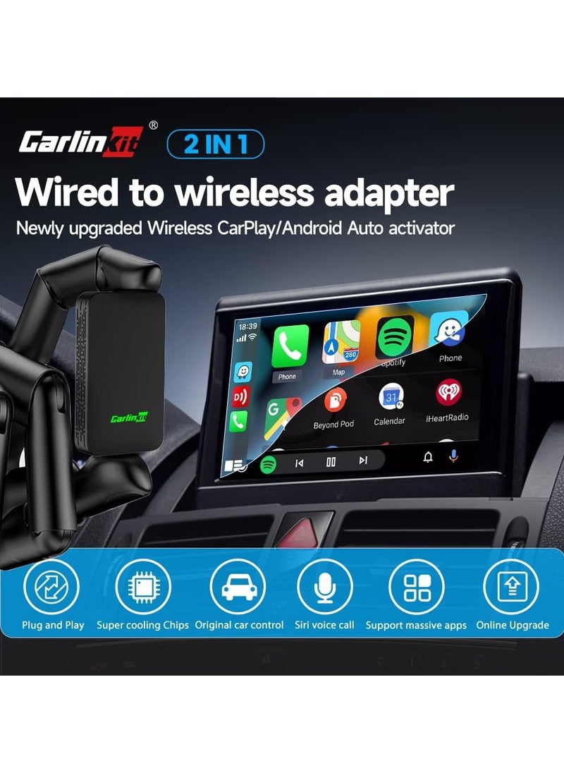 Carlinkit Carlinkit 5.0 Wireless 2 in 1 Adapter, Suitable for Cars with Built in Apple CarPlay and Android Auto, Convert Wired carplay to Wireless carplay, Wired Android Auto to Wireless Android Auto  - Image 2