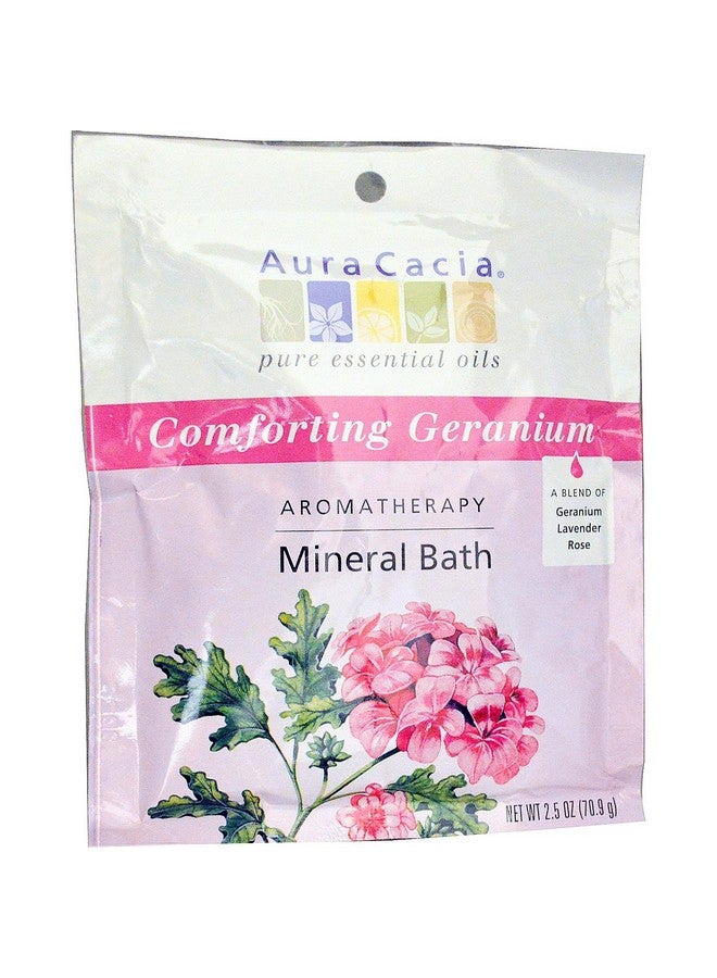 Aura Cacia Comforting Geranium Aromatherapy Mineral Bath 2.5 Oz. Packet Rosa Damascena