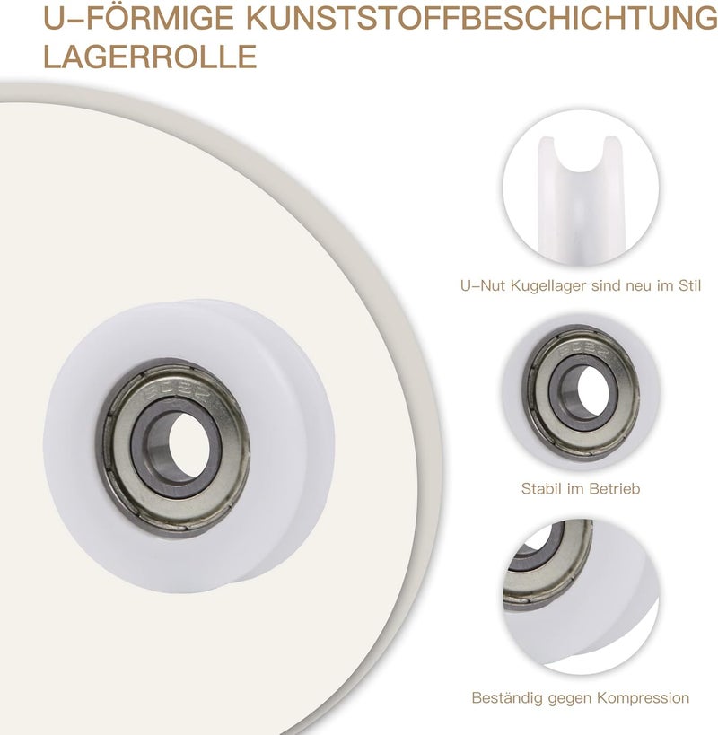 CNBTR 4PCS U Type Groove Plastic Guide Bearing Pulley Wheel 34mm Outer Diameter 8mm Shaft Hole for Max-Load 79kg, Sliding Door Window Roller, Office Equipment Roller - Image 3