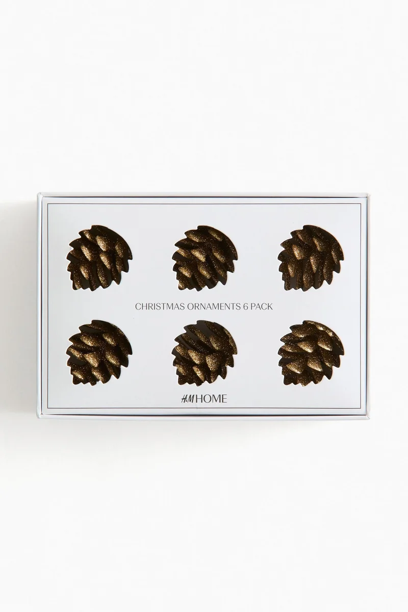 H&M 6-pack pine cone Christmas decorations