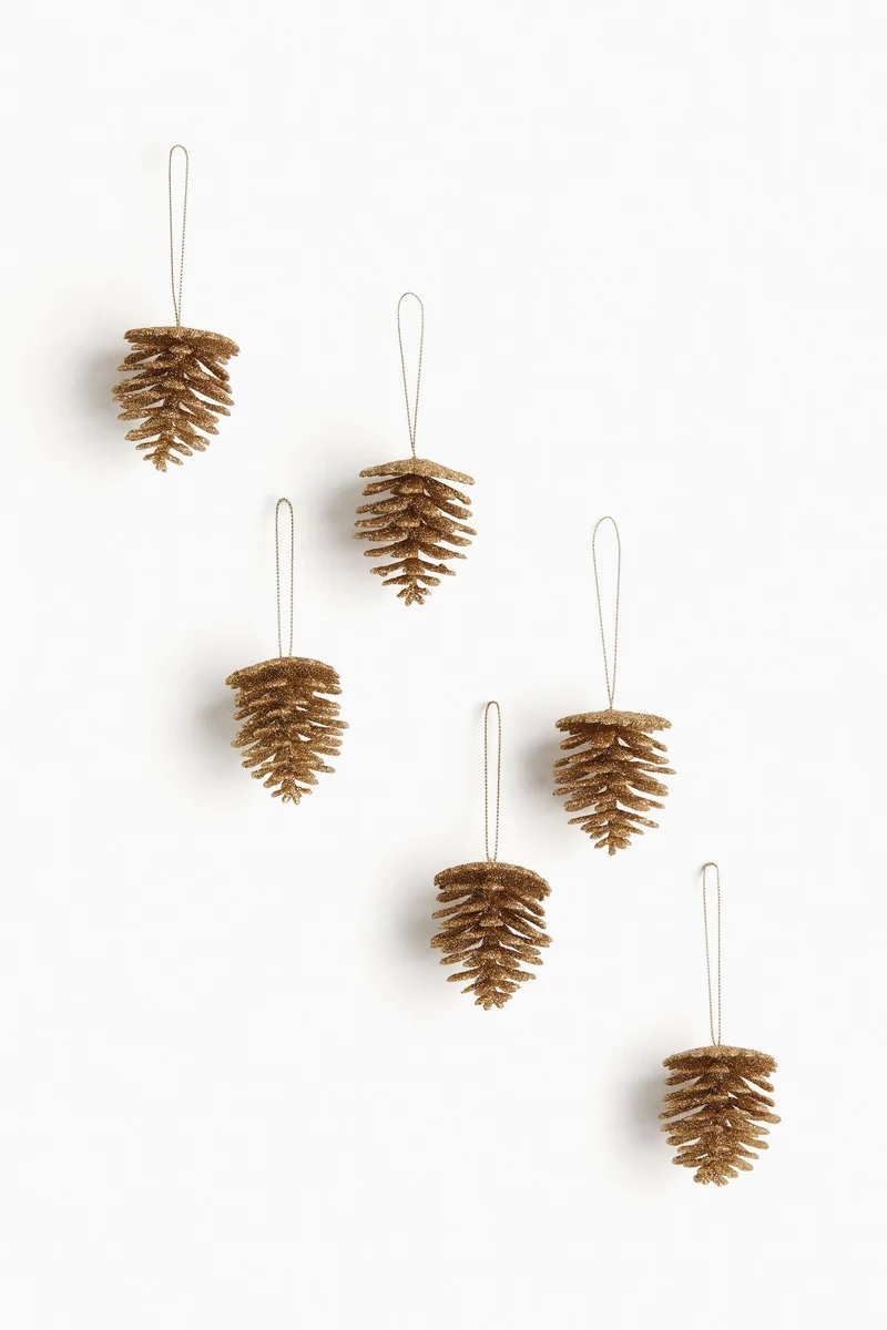 H&M 6-pack pine cone Christmas decorations