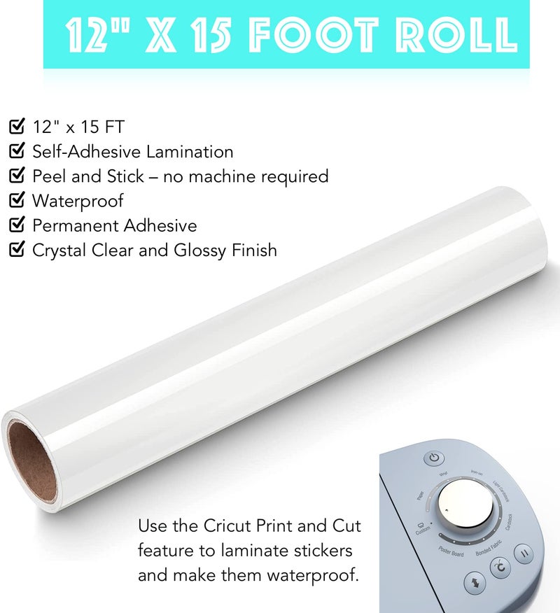 Turner Moore Edition Clear Vinyl Laminate for Stickers, 12" x 15FT Laminate Roll Self-Adhesive for Decals, Stencils, Waterproof, Permanent Clear Adhesive Vinyl Laminate, Glossy Sticker Laminate by Turner Moore Edition - Image 2