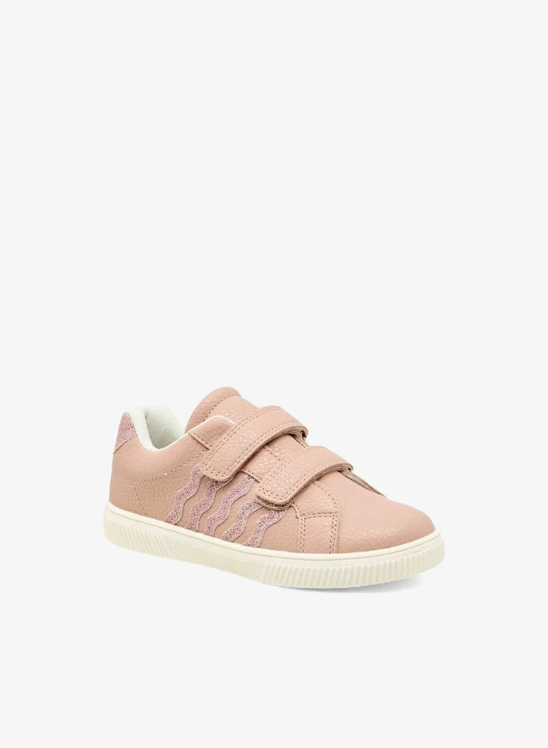 JUNIORS Girls Glitter Embellished Sneakers with Hook and Loop Closure