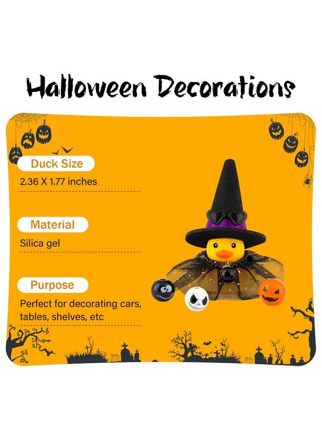 wonuu Halloween Rubber Duck Witch Duck Car Decorations Halloween Accessories Witch Hat Pumpkin Skull And Cloak, Long Black Skirt - Image 3