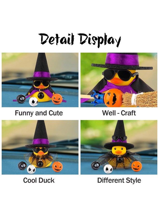 wonuu Halloween Rubber Duck Witch Duck Car Decorations Halloween Accessories Witch Hat Pumpkin Skull And Cloak, Long Black Skirt - Image 4