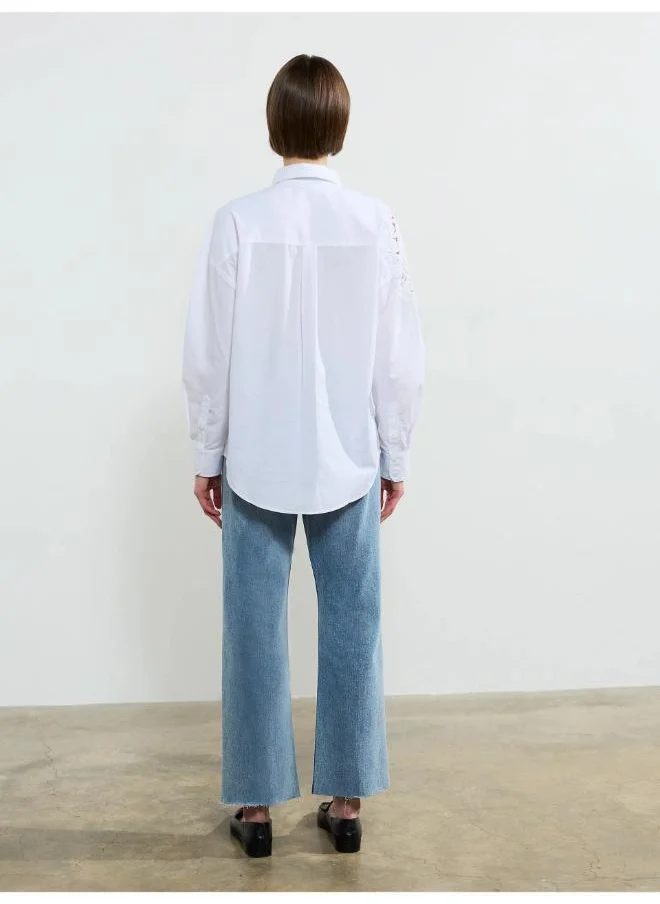فرنش كونكشن Lina Cotton Crochet Mix Shirt