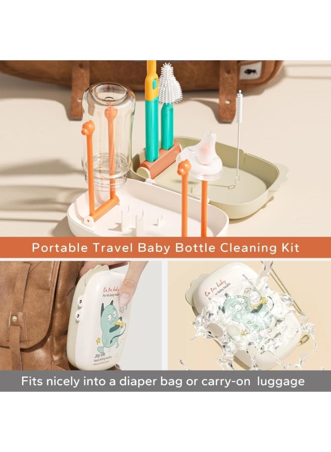 NANAO Travel Bottle Cleaner Kit: 8-in-1 Baby Bottle Drying Rack & Cleaner Brush Set - with Extendable Silicone Bottle Brush - Portable Travel Baby Bottle Cleaning Kit with Carrying Case (White) - Image 5