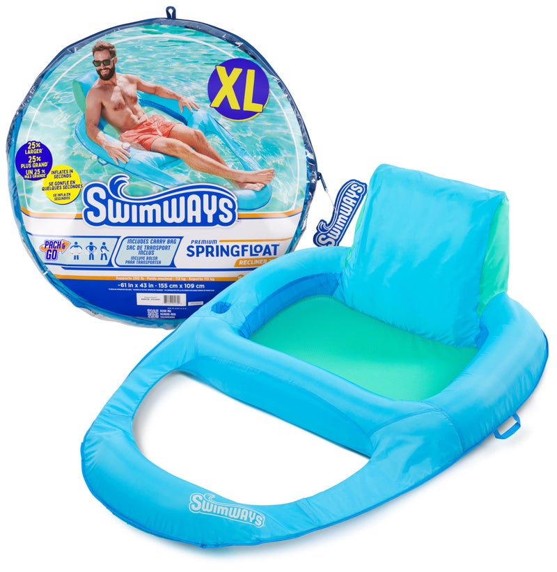 SwimWays Spring Float Premium XL Recliner Chair Inflatable Pool Floats Adult with Fast Inflation 25 Larger Than Recliner Supports Up to 300 lbs - Image 2