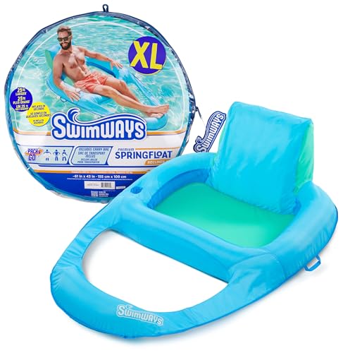 SwimWays Spring Float Premium XL Recliner Chair Inflatable Pool Floats Adult with Fast Inflation 25 Larger Than Recliner Supports Up to 300 lbs - Image 1