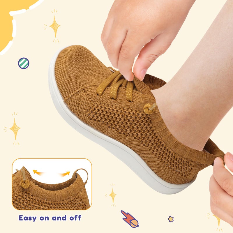 LeIsfIt Toddler Wide Shoes Girls Boys Barefoot Shoes Kids Zero Drop Minimalist Sneakers Breathable Slip on Tennis Sneakers Brown 6 Toddler - Image 5