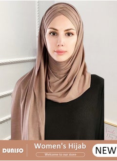 DUNISO Women's Hijab, Muslim Shawl Head Scarf,Premium Breathable Cotton Hijab, Pure Color Half-body Cover Hijab,Girls and Women Ideal Soft Lightweight Headscarf  - Image 1