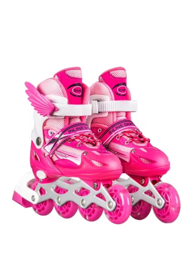 UKR UKR Pink Kids Rollerblades for Girls and Teens – Inline Skating Shoes with Adjustable Size and Rainbow LED Wheels (Ages 4-9, EU Size 26-32)  - Image 4