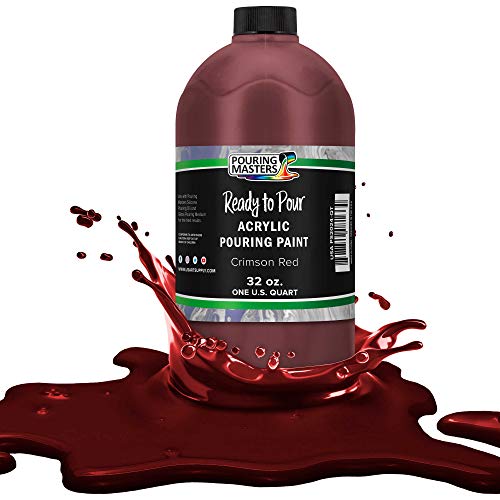 POURING MASTERS Crimson Red Acrylic Ready to Pour Pouring Paint - Premium 32-Ounce Pre-Mixed Water-Based - for Canvas, Wood, Paper, Crafts, Tile, Rocks and More - Image 1