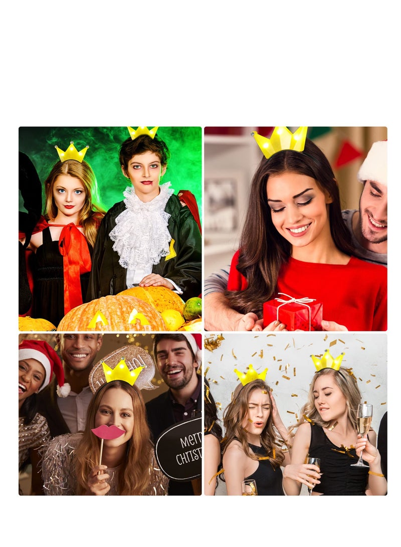 SOLARAE Light up Led Crown, 24 Pcs Yellow Princess Tiara Crown, Headband Tiara Flashing LED Headband, Crown Headbands For Girls, for Birthday, Festival, Concert, Party Costume Hair Accessories - Image 4