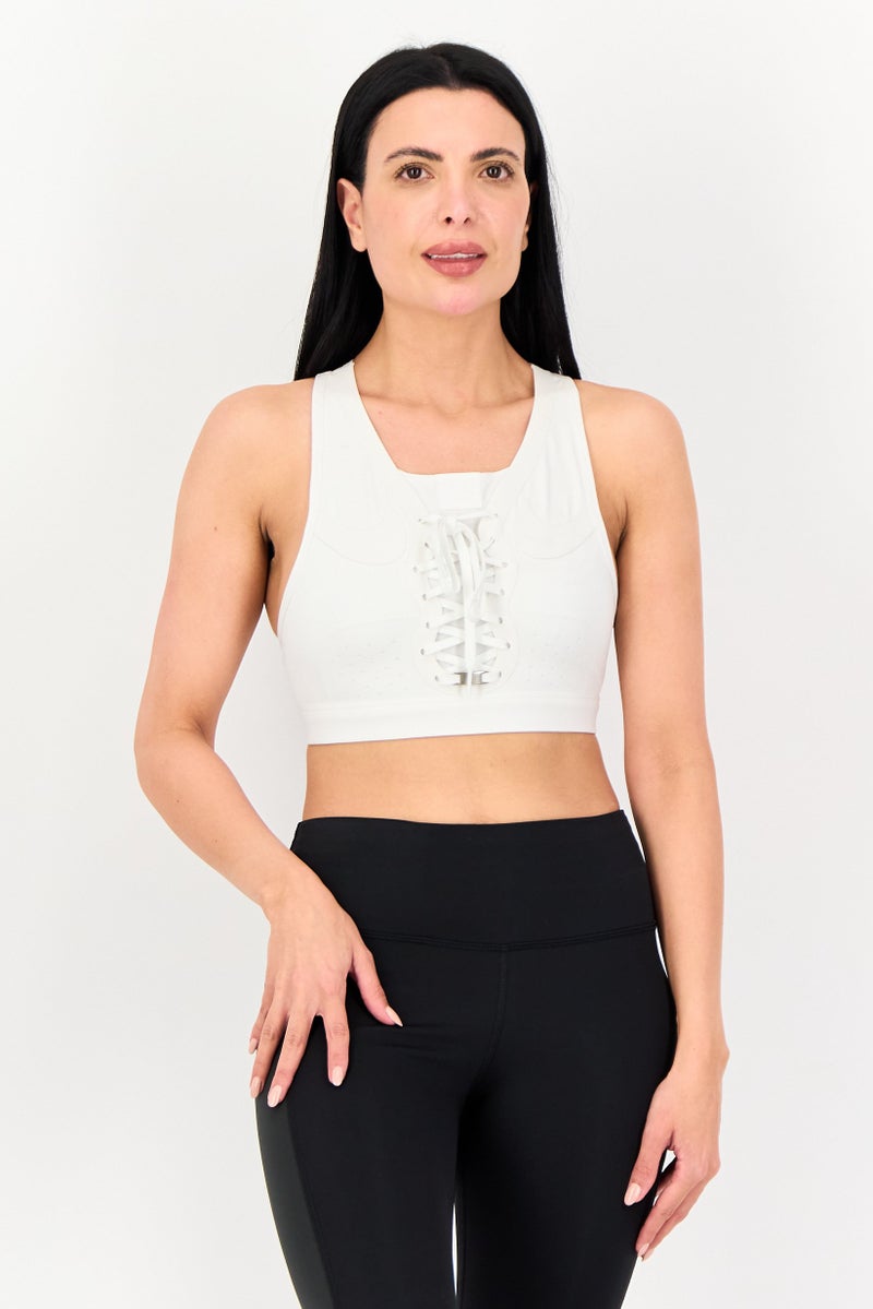 Nike حمالة صدر رياضية بدون حشوة للنساء بدون أكمام، بيضاء - Image 1