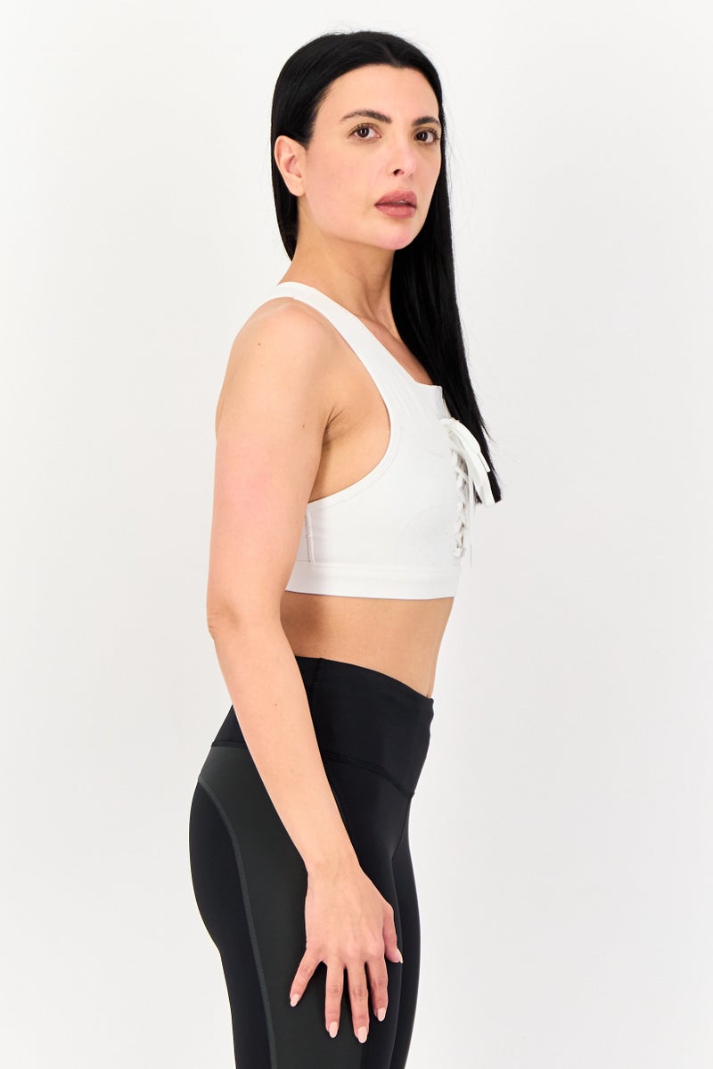 Nike حمالة صدر رياضية بدون حشوة للنساء بدون أكمام، بيضاء - Image 2