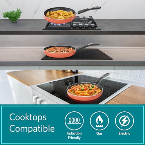 VAYA Hautechef Non-Stick Frypan 24cm, 3-Layer ILAG Swiss Coating, PFOA-Free, Induction Friendly, with Soft-Touch Grey Handle, Color - Coral Crush - Image 5
