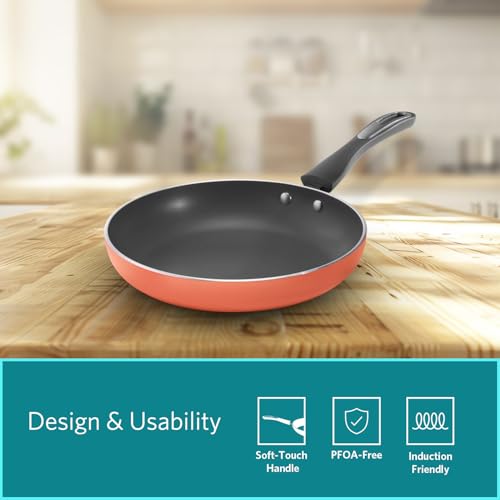 VAYA Hautechef Non-Stick Frypan 24cm, 3-Layer ILAG Swiss Coating, PFOA-Free, Induction Friendly, with Soft-Touch Grey Handle, Color - Coral Crush - Image 2