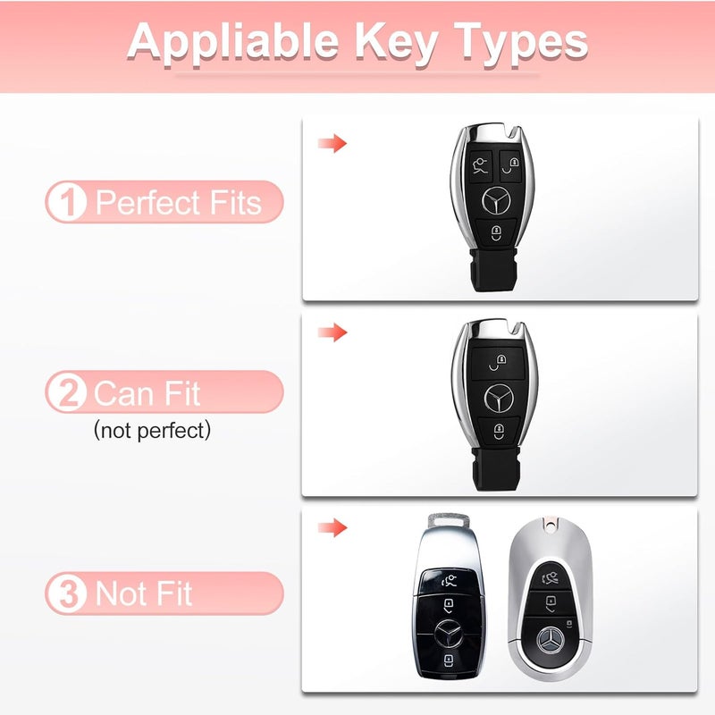 PANGPAI Pink Key Fob Cover for Mercedes Benz, Soft TPU Key Case Protection with Bling Keychain Fit for C E S M CLS CLK G Class - Image 2