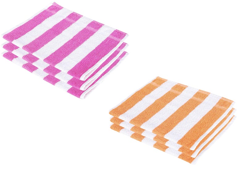 Cotton Colors Cotton Colors Cotton 300 GSM Hand Towel Set (Pack of 6, Striped)_D41  - Image 1