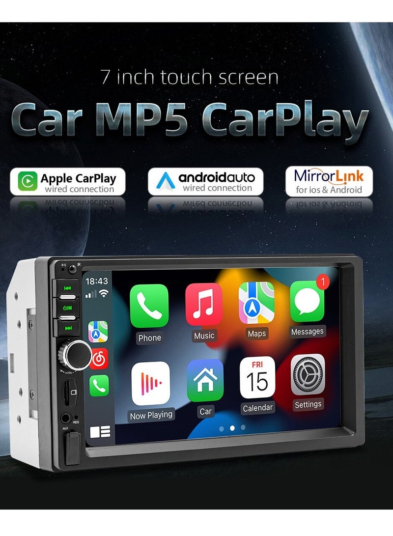 AROAQ 7 Inch 1080p HD Touch Screen Radio, Double Din Car Stereo Compatible With Carplay And Android, Wireless Carplay & Android Auto Car Stereo Receiver, USB Car Multimedia Mp5 Player, (F7018c) - Image 4