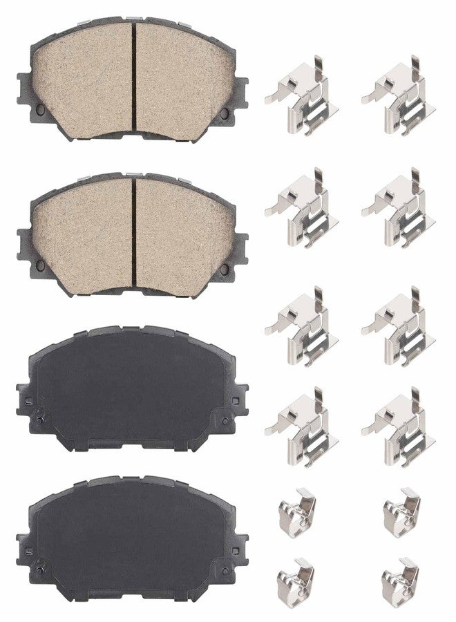 ILONPA Front Ceramic Disc Brake Pads Set for Toyota Corolla 2009-2019, RAV4 2006-2018, Matrix 2009-2014, Prius V 2012-2017, for Scion xB xD 08-14, for Lexus HS250h 10-12 4PCS(With Hardware) - Image 1