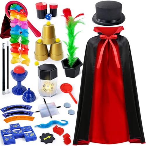 PATIFEED Kids Magic Kit, Magician Costume for Pretend Play, Magic Set with Instructions for Each Trick for Kids Ages 6 7 8 9 10 11 12 - Image 1