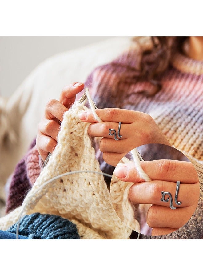 4 Pcs Knitting Crochet Loop Ring, Metal Fingers Crochet Rings, Knitting Crochet Craft Accessories Tools  - Image 4
