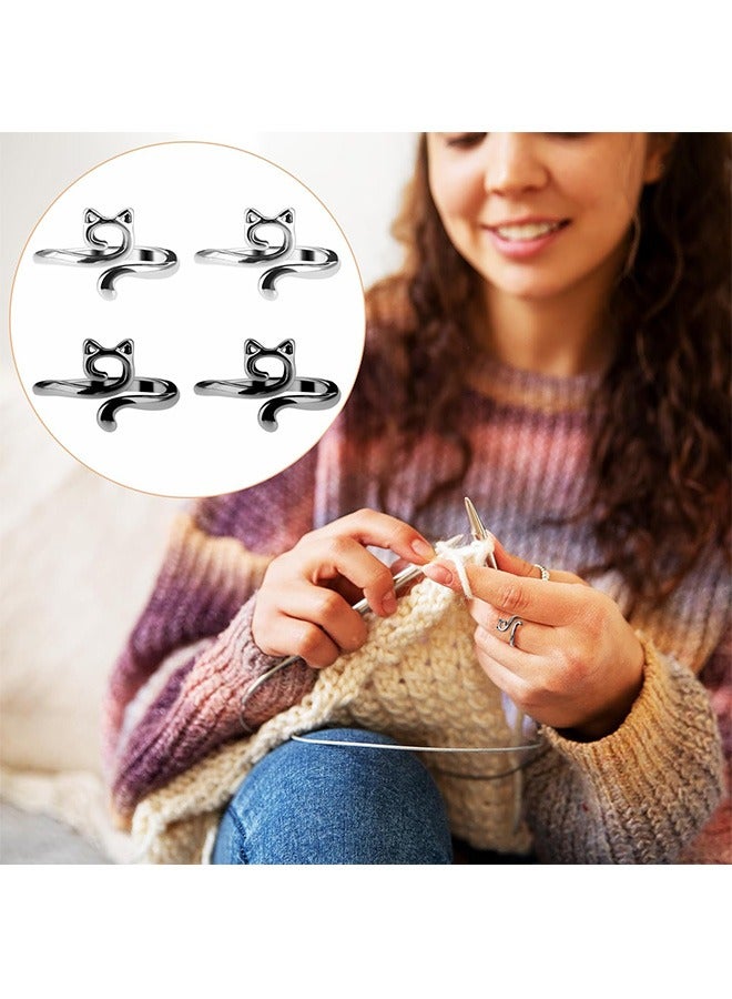 4 Pcs Knitting Crochet Loop Ring, Metal Fingers Crochet Rings, Knitting Crochet Craft Accessories Tools  - Image 5