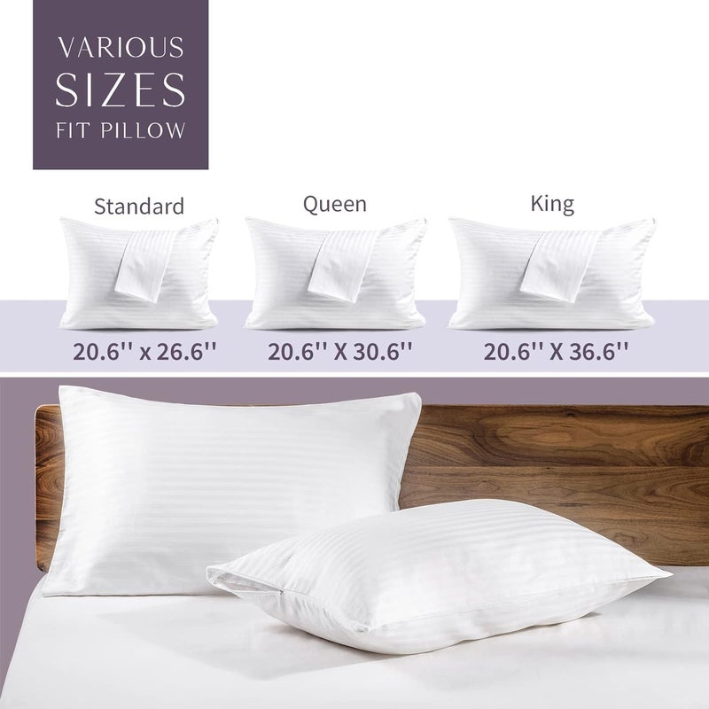 FAUNNA Zippered Pillow Protectors Cover Soft Comfortable Sateen 100% Long Staple Cotton Quiet and Breathable Bed Pillowcase King Size 4 Pack(20x36) - Image 4