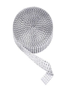 eBoot EBOOT 4 Row 10 Yard Acrylic Rhinestone Diamond Ribbon for Wedding Cakes, Birthday Decorations, Baby Shower Events and Arts and Crafts Projects (Silver)  - Image 3