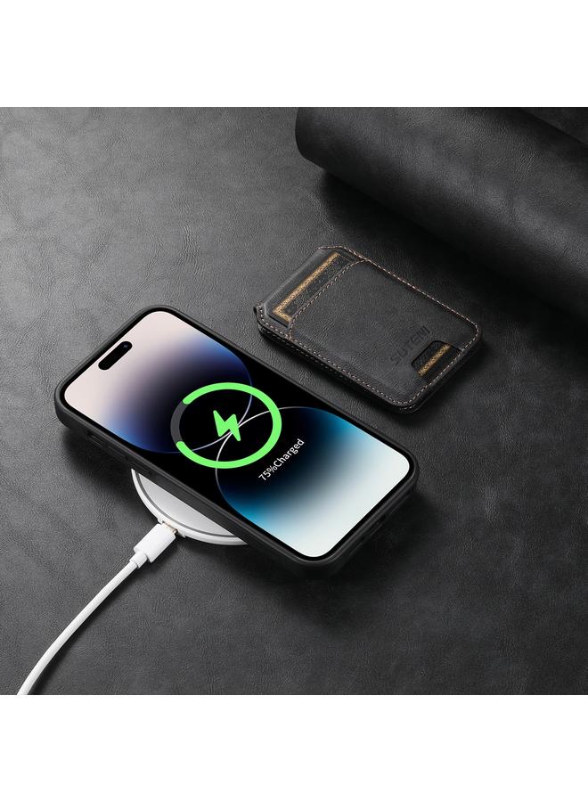 Suteni Case For iPhone 13 Pro M2 Oil Wax MagSafe Horizontal Card Bag Phone Case - Image 4