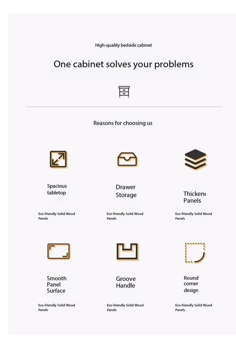 طاولة جنب السرير مع درجين ، طاولة ليلية حديثة لغرفة النوم. خزانة جنب السرير البسيطة والطاولة الجانبية للتخزين ، طاولة نهاية للمنزل (CT054-الأبيض) - Image 4